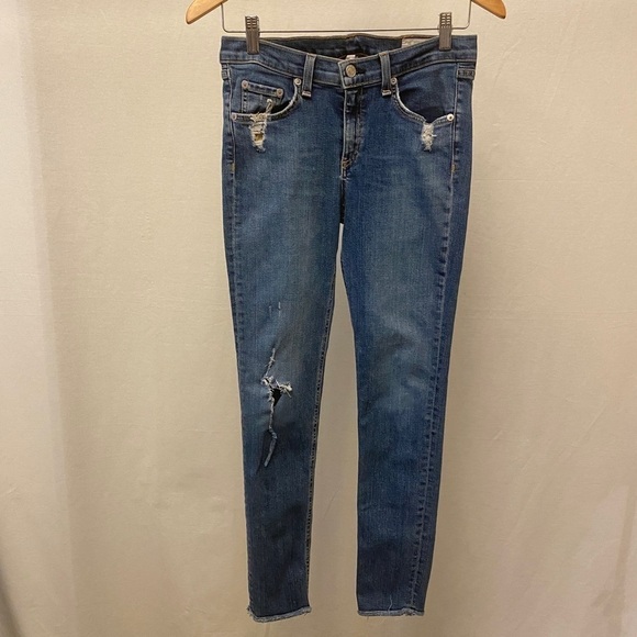 Rag & Bone 29 Skinny Jeans La Paz Distressed Ripped Womens Juniors Stretch - Picture 12 of 13